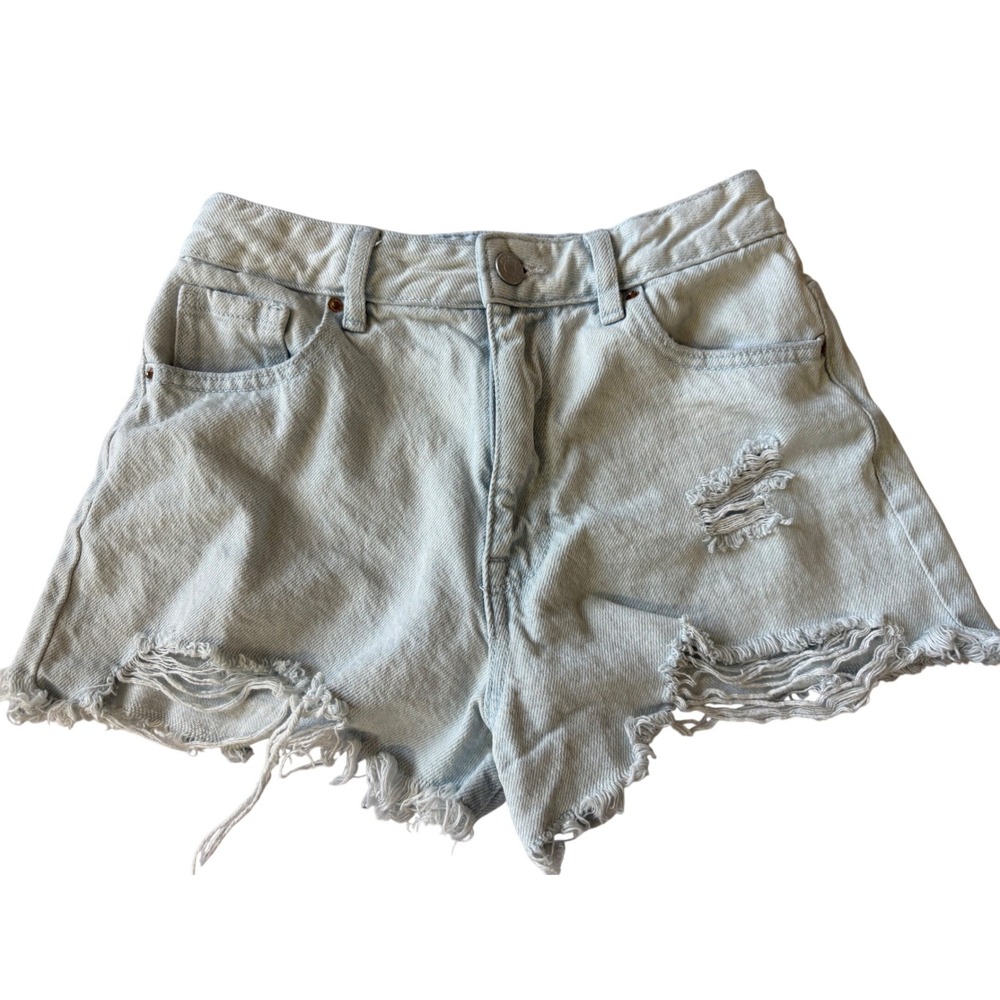 PacSun Womens Cut Off Jean Shorts 25 Denim Festival Blue Distressed Frayed Beach